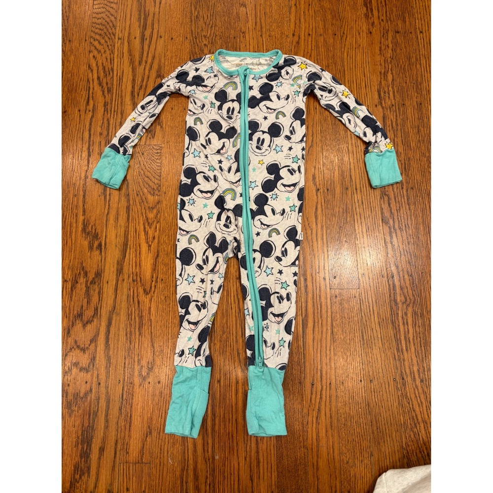 Little Sleepies Disney Mickey Mouse Bamboo Zippie Pajamas 12-18 Months